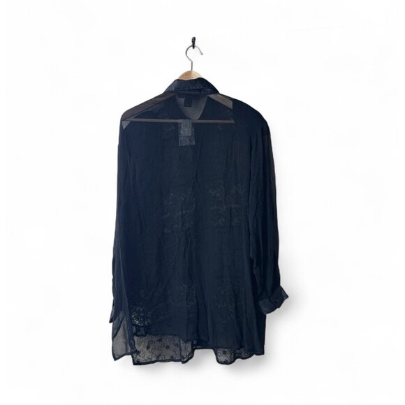 Lane Bryant Design Sheer Beaded Embroidered Size 18/20 Black Button Up Shirt NWT - Picture 2 of 8